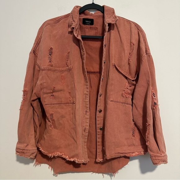 Vici thinking out loud distressed shacket - Picture 2 of 6